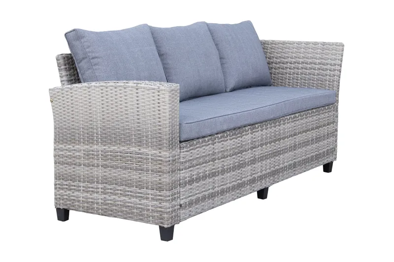 James Light Stor l-formad loungegrupp utomhus i konstrotting med förvaring och gråa dynor - Grå - Trädgård & spabad - Utemiljö - Altan & terrass - Altanmöbler