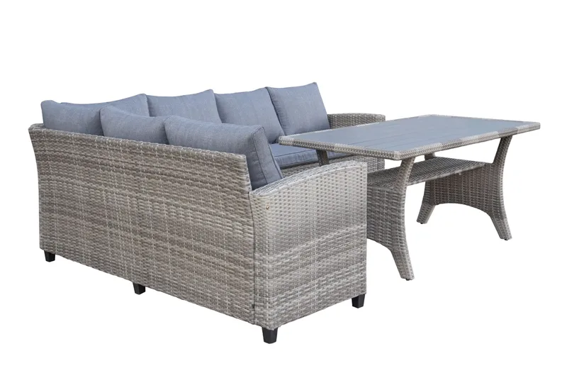 James Light Stor l-formad loungegrupp utomhus i konstrotting med förvaring och gråa dynor - Grå - Trädgård & spabad - Utemiljö - Altan & terrass - Altanmöbler
