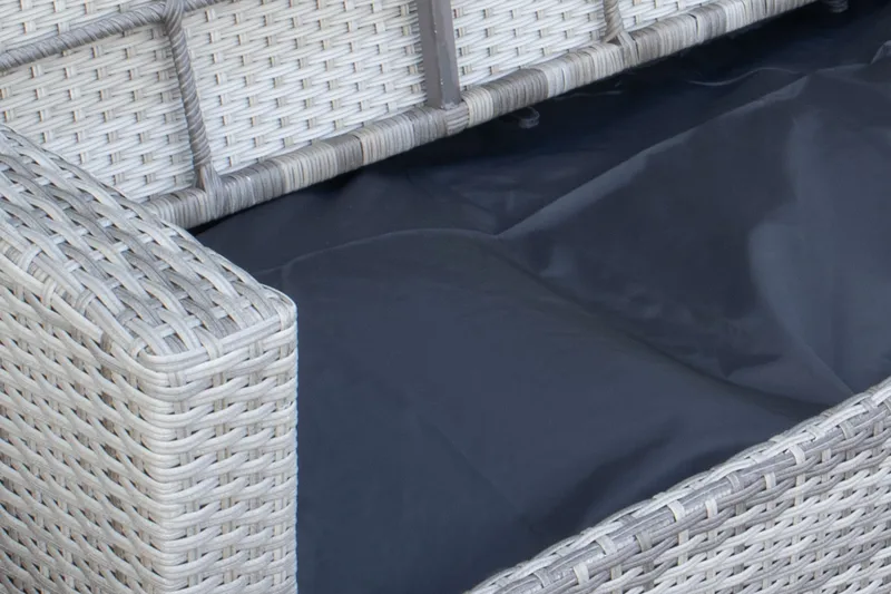 James Light Stor l-formad loungegrupp utomhus i konstrotting med förvaring och gråa dynor - Grå - Trädgård & spabad - Utemiljö - Altan & terrass - Altanmöbler