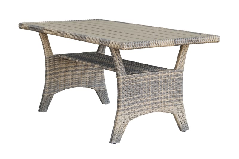 James Light Stor l-formad loungegrupp utomhus i konstrotting med förvaring och vita dynor - Brun / Beige - Trädgård & spabad - Utemiljö - Altan & terrass - Altanmöbler