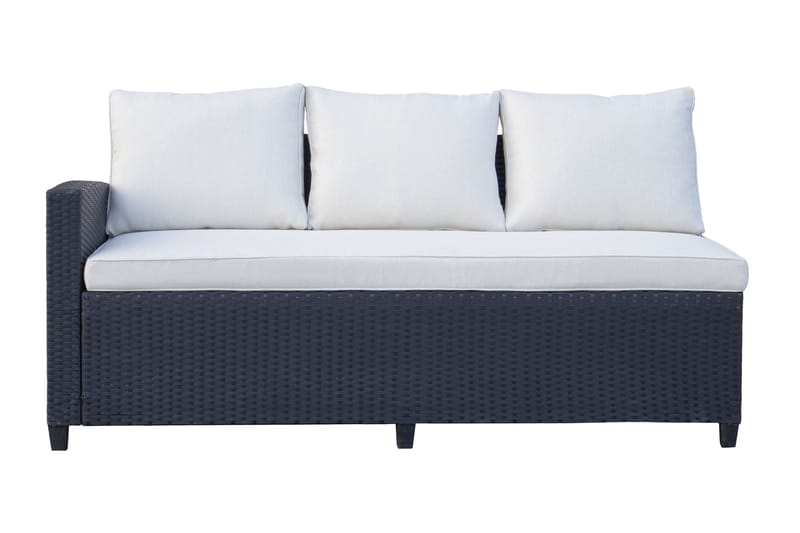 James Light Stor l-formad loungegrupp utomhus i konstrotting med förvaring och vita dynor - Svart - Trädgård & spabad - Utemiljö - Altan & terrass - Altanmöbler