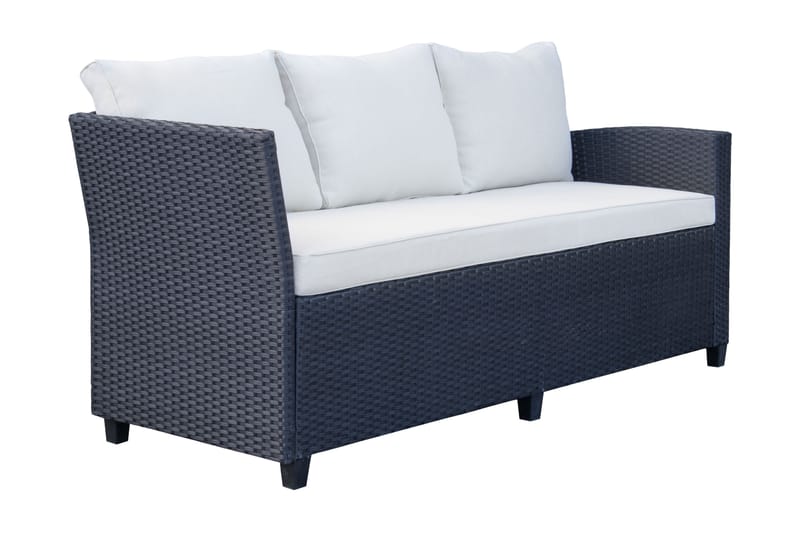 James Light Stor l-formad loungegrupp utomhus i konstrotting med förvaring och vita dynor - Svart - Trädgård & spabad - Utemiljö - Altan & terrass - Altanmöbler