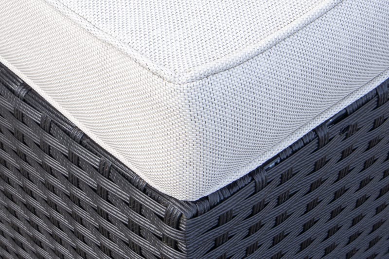 James Light Stor l-formad loungegrupp utomhus i konstrotting med förvaring och vita dynor - Svart - Trädgård & spabad - Utemiljö - Altan & terrass - Altanmöbler