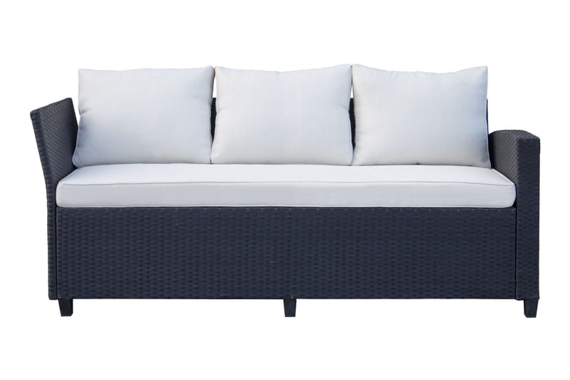 James Light Stor l-formad loungegrupp utomhus i konstrotting med förvaring och vita dynor - Svart - Trädgård & spabad - Utemiljö - Altan & terrass - Altanmöbler