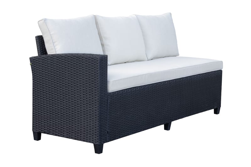 James Light Stor l-formad loungegrupp utomhus i konstrotting med förvaring och vita dynor - Svart - Trädgård & spabad - Utemiljö - Altan & terrass - Altanmöbler