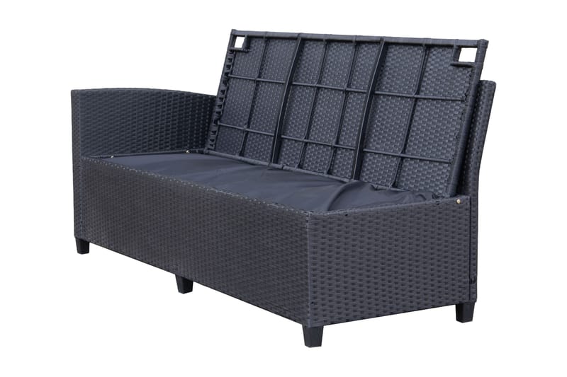 James Light Stor l-formad loungegrupp utomhus i konstrotting med förvaring och vita dynor - Svart - Trädgård & spabad - Utemiljö - Altan & terrass - Altanmöbler