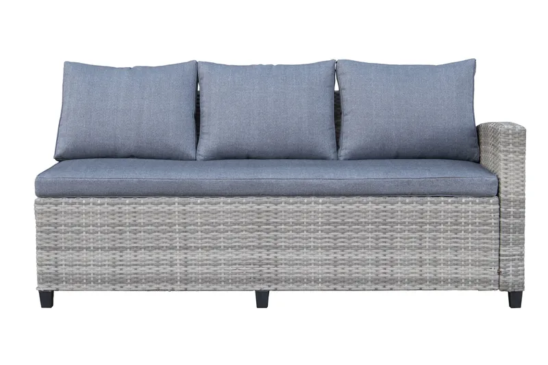 James Light Stor L-formad vändbar loungegrupp utomhus i konstrotting med förvaring och gråa dynor - Grå - Utemöbler - Loungemöbler - Soffgrupp utomhus