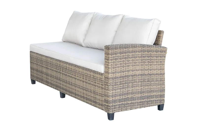 James Light Stor L-formad vändbar loungegrupp utomhus i konstrotting med förvaring och vita dynor - Brun / Beige - Trädgård & spabad - Utemiljö - Altan & terrass - Altanmöbler