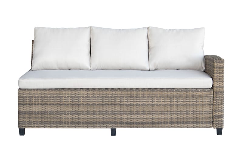 James Light Stor L-formad vändbar loungegrupp utomhus i konstrotting med förvaring och vita dynor - Brun / Beige - Trädgård & spabad - Utemiljö - Altan & terrass - Altanmöbler