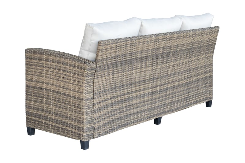 James Light Stor L-formad vändbar loungegrupp utomhus i konstrotting med förvaring och vita dynor - Brun / Beige - Trädgård & spabad - Utemiljö - Altan & terrass - Altanmöbler