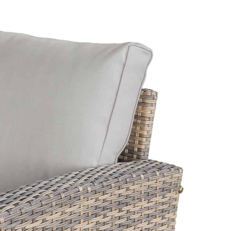 James Light Stor L-formad vändbar loungegrupp utomhus i konstrotting med förvaring och vita dynor - Brun / Beige - Utemöbler - Loungemöbler - Soffgrupp utomhus