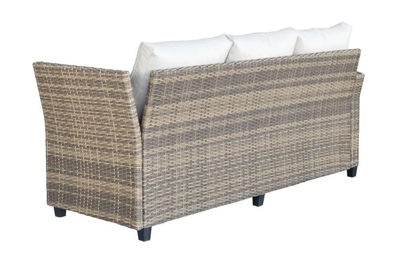James Light Stor L-formad vändbar loungegrupp utomhus i konstrotting med förvaring och vita dynor - Brun / Beige - Trädgård & spabad - Utemiljö - Altan & terrass - Altanmöbler
