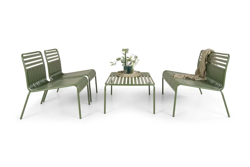 Jarva Liten 4-sits Soffgrupp Utomhus i metall - Oliv - Trädgård & spabad - Utemiljö - Altan & terrass - Altanmöbler