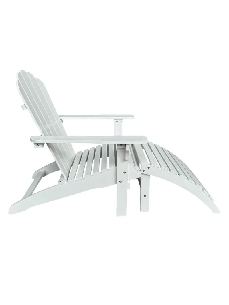 Landet Däckstol utomhus i akacia trä - Vit - Utemöbler - Utestol & trädgårdsstol - Solstolar - Däckstol