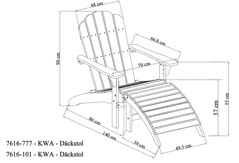 Landet Däckstol utomhus i akacia trä - Vit - Utemöbler - Utestol & trädgårdsstol - Solstolar - Däckstol