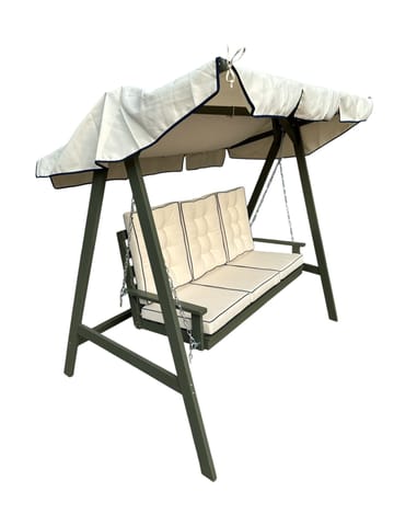 Landet Hammock Gungsoffa med tak i akacia trä inklusive dynor 195x125x159 - Vit / Mörkgrön - Utemöbler - Utesoffa - Hammock
