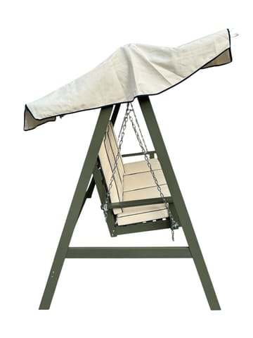Landet Hammock Gungsoffa med tak i akacia trä inklusive dynor 195x125x159 - Vit / Mörkgrön - Utemöbler - Utesoffa - Hammock