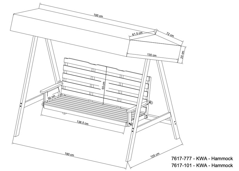 Landet Hammock utomhus 195x125x159 inkl tak - Vit - Utemöbler - Utesoffa - Hammock