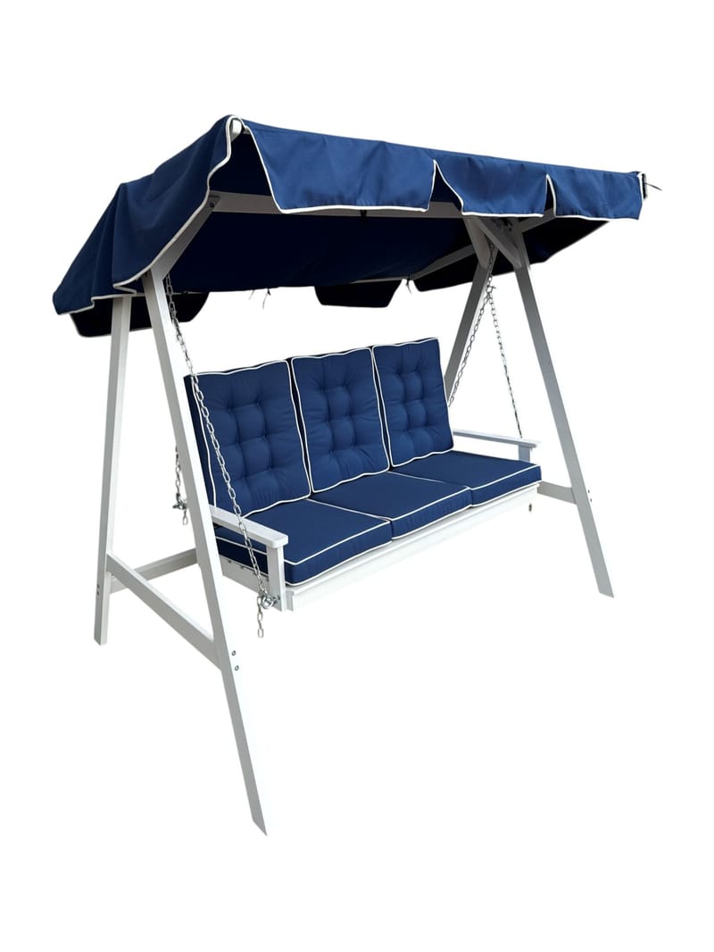 Landet Hammock utomhus gunga med tak 195x125x159 - Blå / Vit - Utemöbler - Utesoffa - Hammock