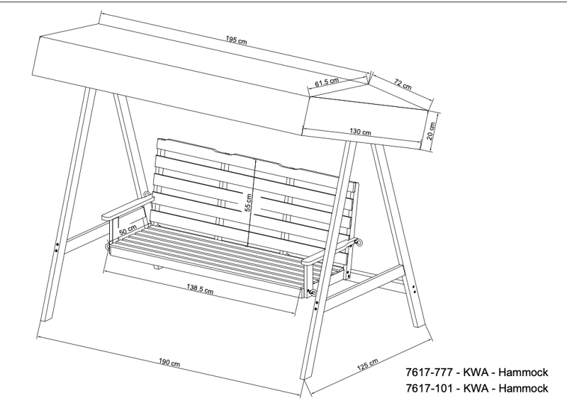 Landet Hammock utomhus gunga med tak 195x125x159 - Vit / Mörkgrön - Utemöbler - Utesoffa - Hammock