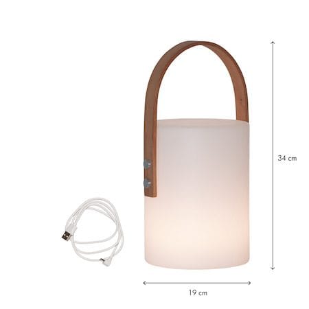 Lucie Lykta 19 cm - vit med brunt handtag - Trädgård & spabad - Utemiljö - Trädgårdsdekoration - Trädgårdsfigurer & trädgårdsprydnad - Utelykta