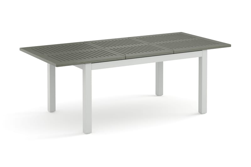 Monaco rektangulärt förlängningsbart bord utomhus med iläggsskiva 150-250x90 cm i aluminium/metall/plast - Vit/Grå - Utemöbler - Utebord & trädgårdsbord - Matbord utomhus