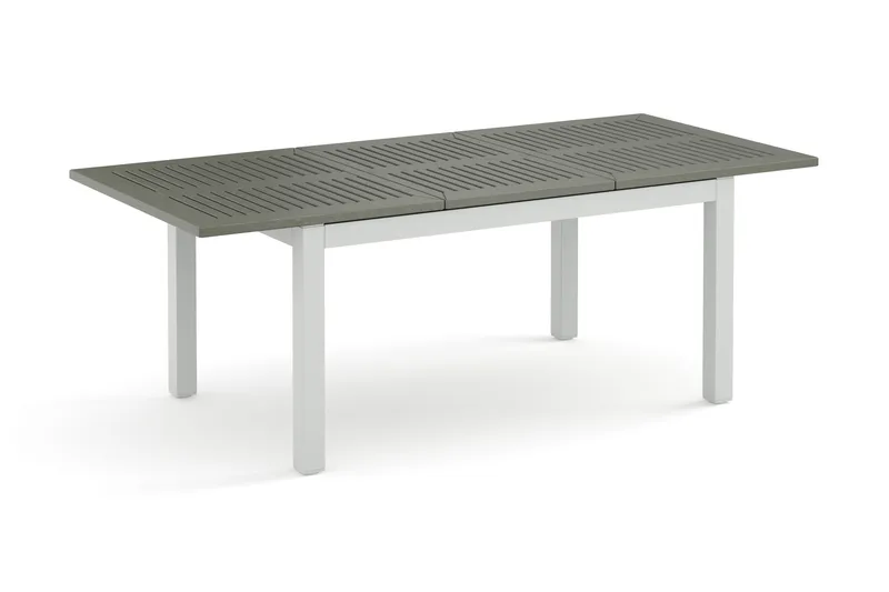 Monaco rektangulärt förlängningsbart bord utomhus med iläggsskiva 150-250x90 cm i aluminium/metall/plast - Vit/Grå - Utemöbler - Utebord & trädgårdsbord - Matbord utomhus
