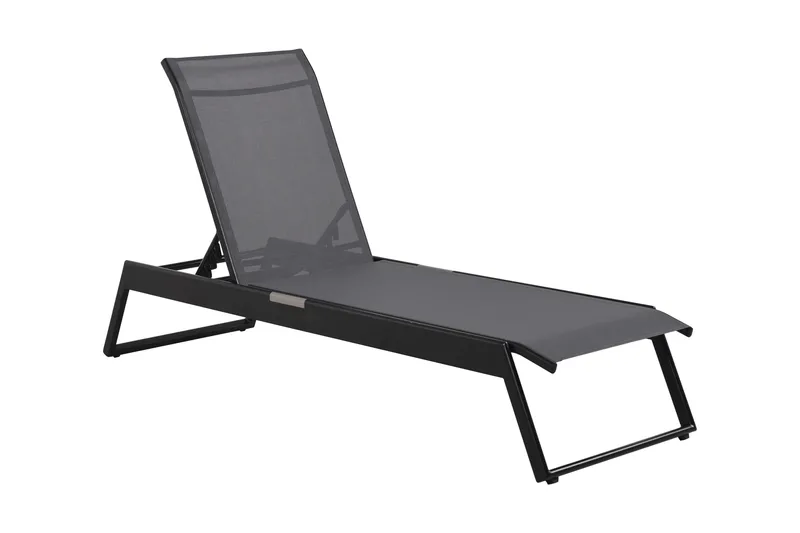 Monaco Solsäng med justerbar rygg i aluminium grå textil, Svart