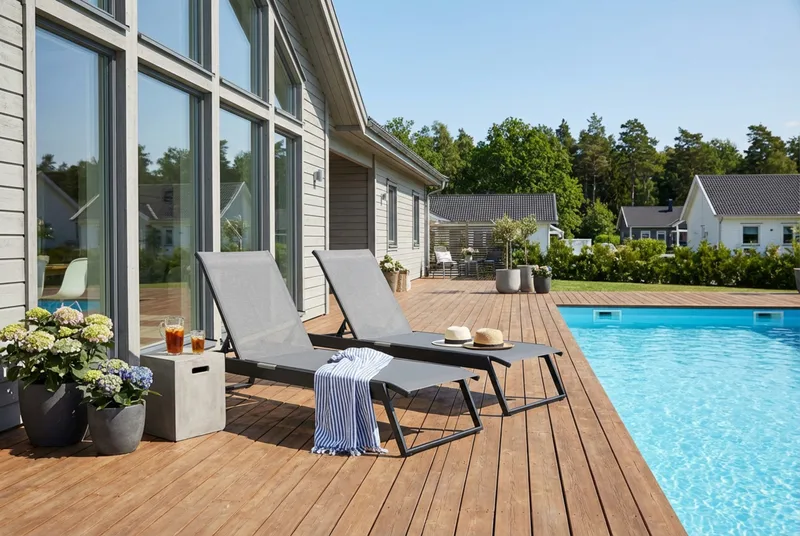 Monaco Solsäng med justerbar rygg i aluminium grå textil - Svart - Utemöbler - Utestol & trädgårdsstol - Solsäng & Solvagnar