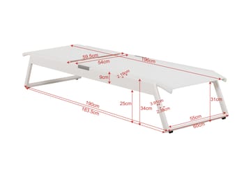Monaco Solsäng med justerbar rygg i aluminium vit textil - Vit - Utemöbler - Utestol & trädgårdsstol - Solsäng & Solvagnar