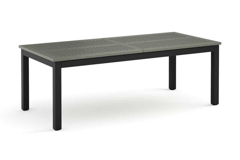 Monaco Stort rektangulärt förlängningsbart bord utomhus med iläggsskiva 210-310x90 cm i aluminium/plast, Svart/Grå