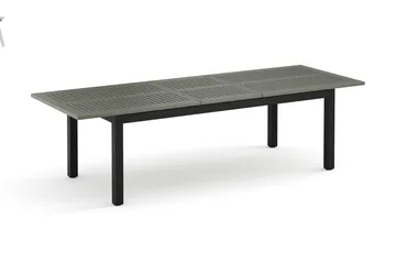 Monaco Stort rektangulärt förlängningsbart bord utomhus med iläggsskiva 210-310x90 cm i aluminium/plast - Svart/Grå - Utemöbler - Utebord & trädgårdsbord - Matbord utomhus