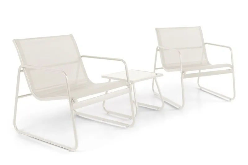 Pelanda Caféset Utomhus - Bord med frostad glasskiva och fåtöljer i stål - Beige - Trädgård & spabad - Utemiljö - Altan & terrass - Altanmöbler