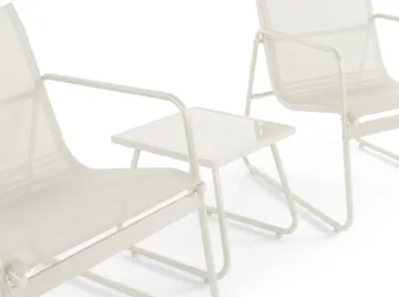 Pelanda Caféset Utomhus - Bord med frostad glasskiva och fåtöljer i stål - Beige - Utemöbler - Loungemöbler - Soffgrupp utomhus