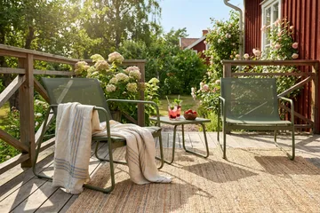 Pelanda Caféset Utomhus - Bord med frostad glasskiva och fåtöljer i stål - Grön - Utemöbler - Loungemöbler - Soffgrupp utomhus
