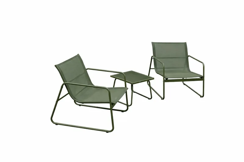 Pelanda Caféset Utomhus - Bord med frostad glasskiva och fåtöljer i stål - Grön - Trädgård & spabad - Utemiljö - Altan & terrass - Altanmöbler