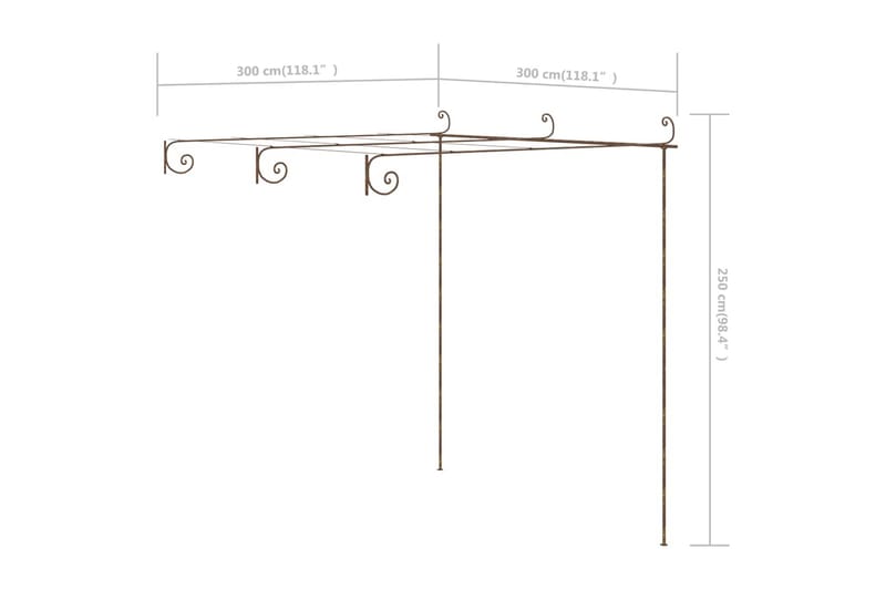 Pergola antikbrun 3x3x2,5 m järn - Brun - Trädgård & spabad - Utemiljö - Trädgårdsdekoration - Trädgårdsfigurer & trädgårdsprydnad