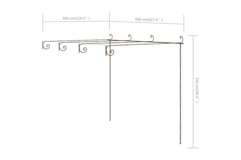 Pergola antikbrun 4x3x2,5 m järn - Brun - Trädgård & spabad - Utemiljö - Trädgårdsdekoration - Trädgårdsfigurer & trädgårdsprydnad