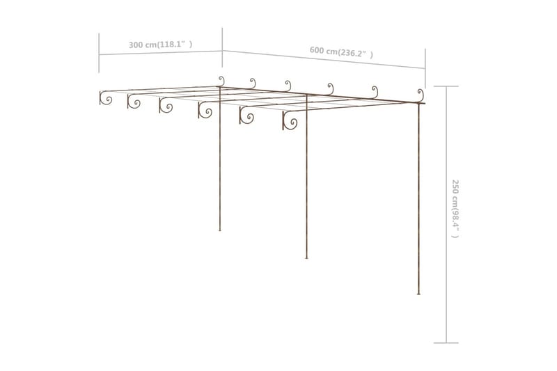 Pergola antikbrun 6x3x2,5 m järn - Brun - Trädgård & spabad - Utemiljö - Trädgårdsdekoration - Trädgårdsfigurer & trädgårdsprydnad