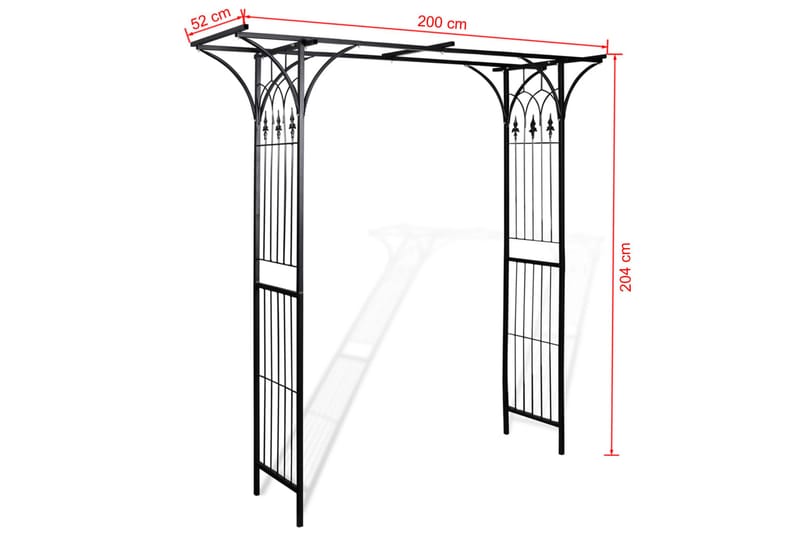Rosenbåge 200x52x204 cm - Svart - Trädgård & spabad - Utemiljö - Trädgårdsdekoration - Trädgårdsfigurer & trädgårdsprydnad
