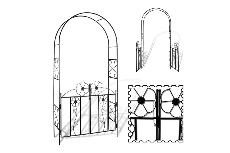 Rosenbåge med grind - Svart - Trädgård & spabad - Utemiljö - Trädgårdsdekoration - Trädgårdsfigurer & trädgårdsprydnad