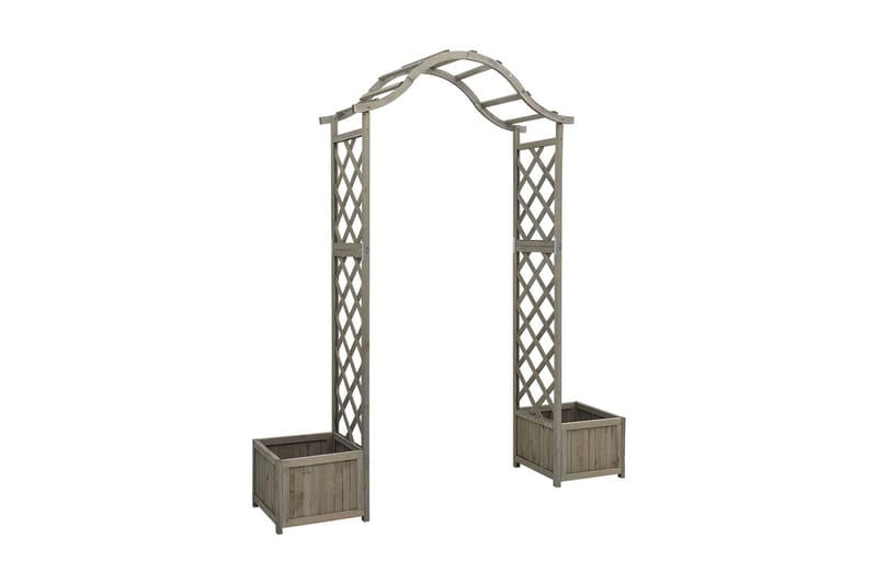 Rosenbåge med odlingslåda grå massivt granträ - Grå - Rosenbåge - Trädgårdsfigurer & trädgårdsprydnad