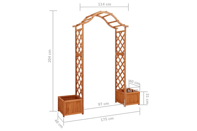 Rosenbåge med odlingslåda massivt granträ - Brun - Trädgård & spabad - Utemiljö - Trädgårdsdekoration - Trädgårdsfigurer & trädgårdsprydnad