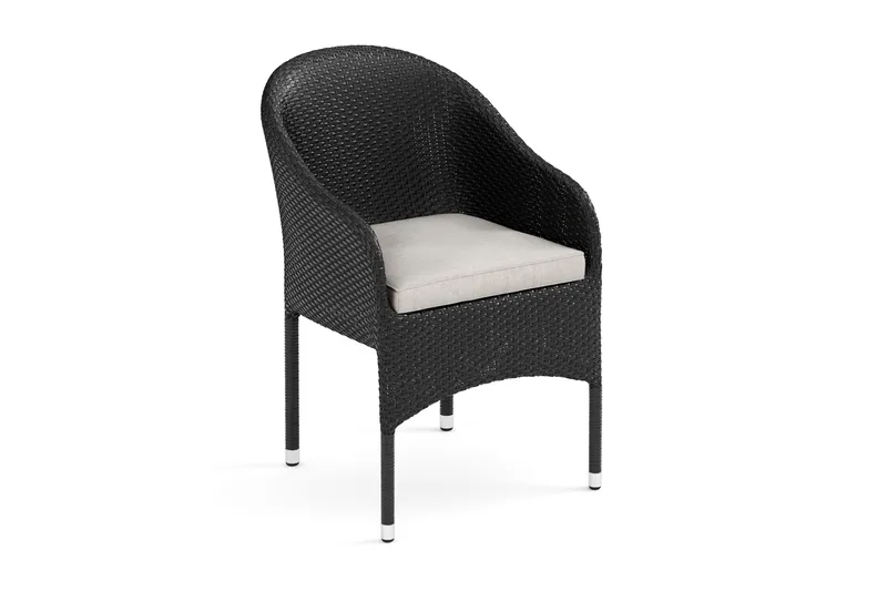 Thor loungestol utomhus i konstrotting med beige sittdyna - Svart - Utemöbler - Loungemöbler - Loungestol utomhus