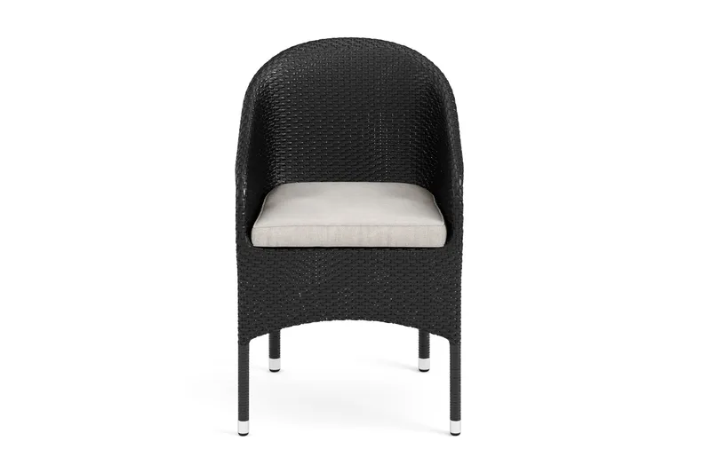 Thor loungestol utomhus i konstrotting med beige sittdyna - Svart - Utemöbler - Loungemöbler - Loungestol utomhus