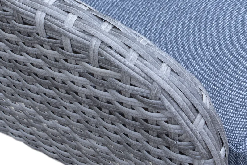 Thor loungestol utomhus i konstrotting med blå sittdyna - Grå - Utemöbler - Loungemöbler - Loungestol utomhus