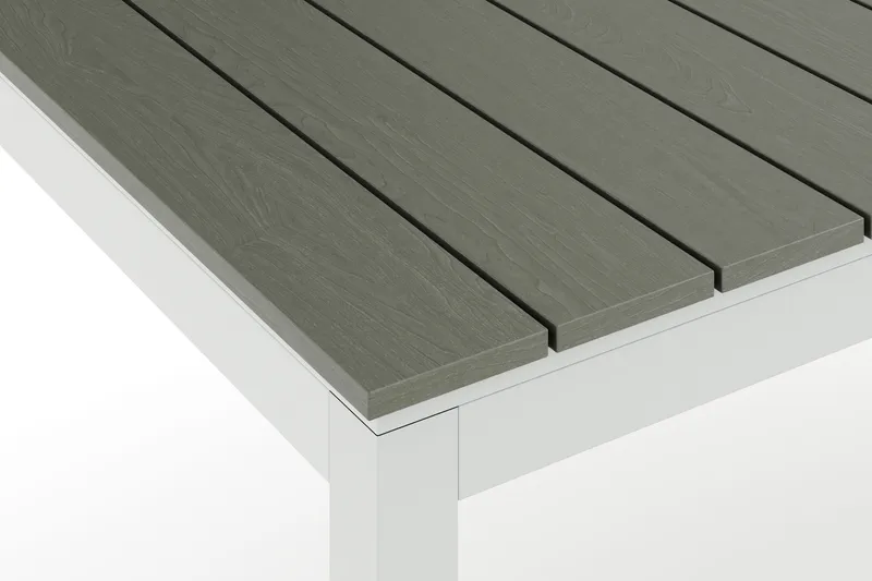 Tunis Rektangulärt Stort Förlängningsbart Matbord utomhus 205/305x90 cm i metall plast - Grå/Vit - Utemöbler - Utebord & trädgårdsbord - Matbord utomhus