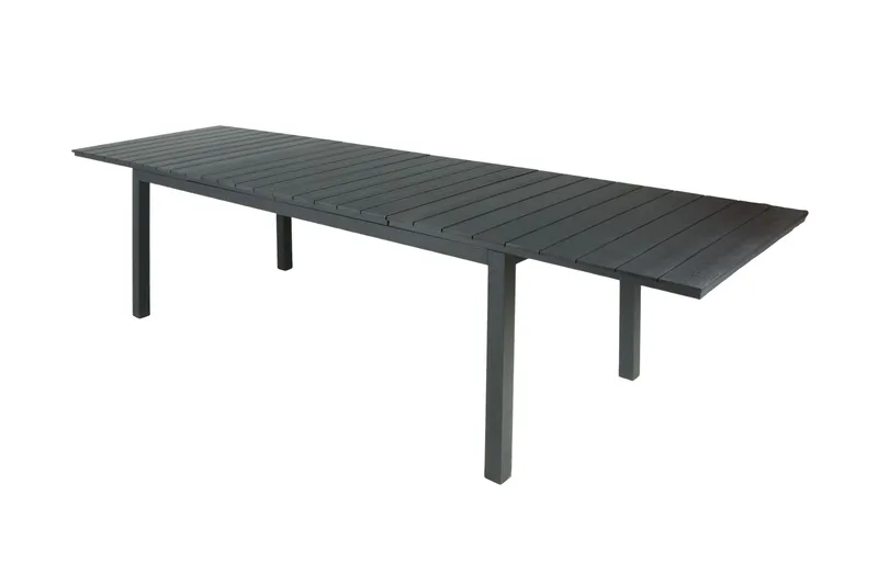 Tunis Rektangulärt Stort Förlängningsbart Matbord utomhus 205/305x90 cm i metall plast - Svart - Utemöbler - Utebord & trädgårdsbord - Matbord utomhus