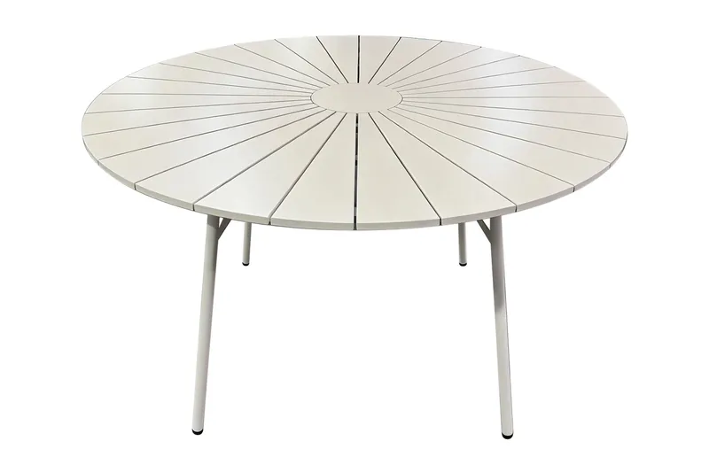 Tunis Runt Matbord utomhus 120 cm i aluminium metall - Beige - Utemöbler - Utebord & trädgårdsbord - Matbord utomhus