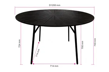 Tunis Runt Matbord utomhus 120 cm i aluminium metall - Svart - Utemöbler - Utebord & trädgårdsbord - Matbord utomhus